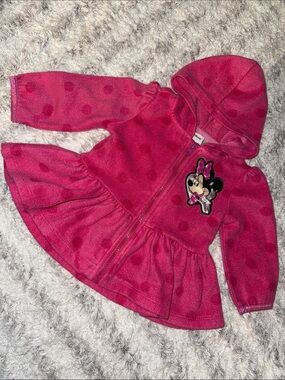 24m vitnage Minnie Mouse Pink Hooded Zip-Up Dress Jacket
